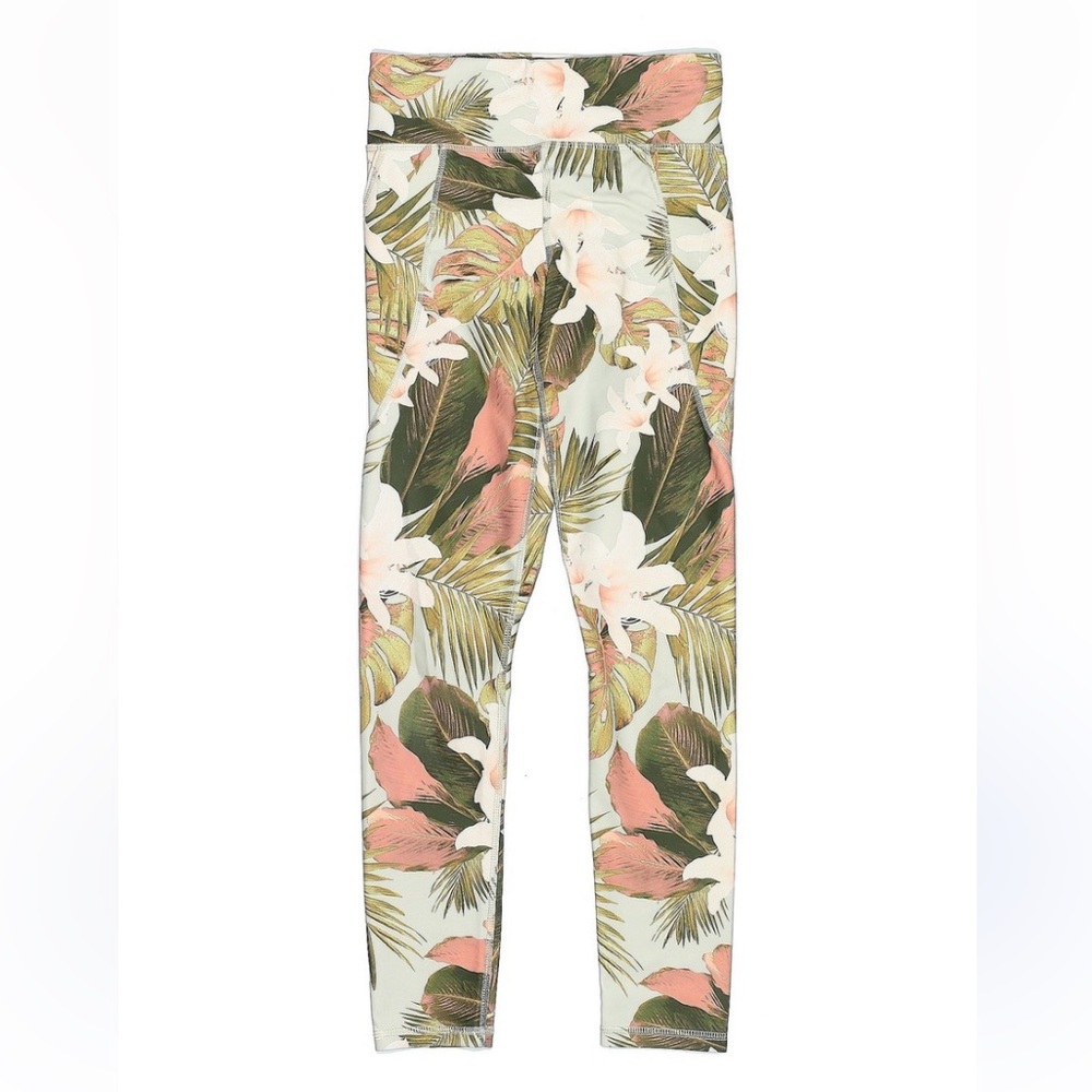 Old Navy Pink and Green Floral Leggings
